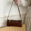 Cor Sólida Casual 2026 Nova Moda Verão Retrô Padrão Crocodilo Grande Capacidade Bolsa de Ombro Único Bolsa Baguete de Axila