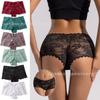 Ropa interior de encaje sexy europea y americana para mujer, cómoda, transpirable, de cintura baja, sin costuras, calzoncillos tipo bóxer finos de talla grande
