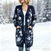 Novo modelo transfronteiriço, cardigã longo de botões, moda estampada para outono e inverno, jaqueta suéter casual personalizada para mulheres
