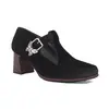 Fivela tecido 40 sapatos em T sapatos plus size sapatos de veludo dourado novos salto grosso saltos altos comércio exterior 43 primavera e outono preto