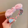 Tiara Infantil de Orelha de Coelho com Aba Larga Coleção Primavera/Verão 2025 Tecido Floral Não Danifica Presilha de Cabelo Fofa Acessório de Cabelo Versátil