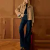 Colección Otoño 2026: Moda Femenina Estilo Europeo y Americano, Chaqueta Corta Minimalista de Color Sólido Elegante para el Trabajo con Cuello Abotonado