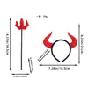 Adereços de Tiara Decorativa de Halloween Chifre Pequeno Vermelho de Três Pontas Diabo Conjunto de Tiara Suprimentos de Acessórios de Cabelo para Baile