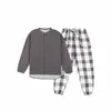Puro Algodão Sem Marca Estilo Tendência Nacional Roupa de Casa para Homens, Conjunto de Pijama de Gaze Dupla Camada Respirável de Manga Longa para Mulheres, Primavera