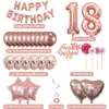 Conjunto de Balões Ouro Rosé para 10 11 12 Anos Banner de Letras 3D Conjunto Combinado para Atmosfera de Aniversário de Meninas