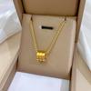 [Acero de titanio de cuerpo completo] Collar de oro real con personalidad geométrica de planeta, horno de viento minimalista, cadena de clavícula roja de red para mujer