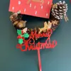 Decoração de bolo para assar no Natal série Vermelho Dourado Platina cartão de bolo acrílico feliz natal