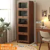 Estantería de almacenamiento, librero de pie, gabinete de almacenamiento integrado de pared, gabinete doméstico de madera maciza con puertas, vitrina a prueba de polvo