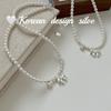 Joyería de plata estilo ins de Corea del Sur plata esterlina S925 collar de cuentas de lazo de perla Swarovan nicho alto sentido