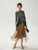 Nueva colección de otoño: Cárdigan de cuello redondo 100% cachemira pura, estilo dos piezas falso, suéter de punto holgado para mujer en un estilo relajado