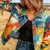 Nueva chaqueta vaquera corta de algodón puro otoño e invierno impresión digital 3D personalidad moderna top ajustado mujer