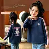 Camiseta de Manga Larga con Bloques de Color y Tres Rayas, Estilo Americano Moderno, para Niñas Tallas Mediana y Grande, Nueva Colección Otoño, Top Básico