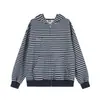 Sudadera con capucha y cremallera a rayas estilo retro americano, estilo primavera y otoño, chaqueta deportiva de marca moderna con vibra masculina, corte holgado