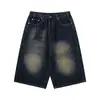 Roupas Masculinas Beijie 2026 Verão Novo Jeans Rasgado Retrô Calças Masculinas Largas Retas Calças Sete Pontos Casuais de Comprimento Médio