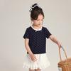Pudding Haru Top de Verano 2025 Nuevo Camiseta Polo de Lunares para Niñas Moda Sencilla Manga Corta Infantil
