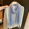 Bufanda texturizada de algodón y lino cálida, elegante y versátil para otoño e invierno para mujer, chal extralargo, calentador de cuello delgado