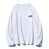 Camiseta básica masculina de algodão pesado 200g, gola redonda, manga longa, cor sólida, estilo esportivo solto retrô americano, quebra-cabeça, ins