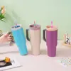 Nuevo Vaso Termo de Acero Inoxidable 304 de Aspecto Elegante Vaso para Coche de Gran Capacidad Montado en Coche Vaso Portátil para Hielo con Pajita