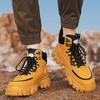 Sapatos masculinos outono antiderrapante resistente ao desgaste trabalho ao ar livre de cano alto sapatos de ferramentas ao ar livre amarelo novo esporte masculino botas martin
