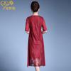 Vestido de verano para mujer de mediana edad, vestido de novia rojo, temperamento, falda de encaje de talla grande, una generación de cabello