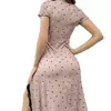 Vestido de Noche de Moda Nuevo de Venta Caliente, Manga Corta, Cuello Redondo, Vestido Largo Casual Estampado con Abertura Adelgazante para Mujer