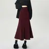 Ropa de Mujer Falda de Lana Cola de Pez 2026 Otoño/Invierno Nueva Engrosada de Cintura Alta Adelgazante Línea A Bodycon de Longitud Media
