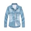 2025 Primavera y Otoño Comercio Exterior Aliexpress Chaqueta Camisa de Mezclilla Manga Larga Lavada Ajustada Estilo Coreano Delgada para Hombre Venta al por Mayor