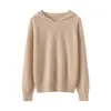 Bestseller de Otoño/Invierno: Sudadera con capucha 100% cachemira pura, suéter de punto pullover de manga larga, corte holgado, cómoda y agradable para la piel