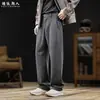 Pantalones Casuales de Espiga Minimalistas Estilo Old Money para Hombre, Pierna Recta, Nuevo Modelo Otoño/Invierno 2026, Pantalones Largos de Lana de Oveja, Tallas Grandes