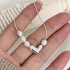 Hermoso collar de perlas de lentejas de plata esterlina s925 de estilo coreano para mujer, moda de lujo ligera apilada, todo a juego, cadena de clavícula de alta calidad, moda