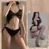 Shuoyao lingerie sexy sexy see-through malha paixão borboleta três pontos sem costas engrenagem aberta livre fora uniforme terno 268