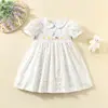 Vestido de Verano para Niñas Pato de Dibujos Animados Bordado Falda de Princesa Tela de Algodón Estampada Falda Infantil Falda Infantil