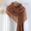 Bufanda de Algodón y Lino Plisada de Color Sólido de Venta Caliente Transfronteriza, Pañuelo de Cabeza Malayo Multicolor Arrugado de Moda con Flecos para Mujer