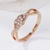 Anel feminino personalizado com diamante brilhante cruzado, anel de aço titânio ouro rosa, anel de dedo indicador de temperamento, anel