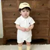 Enterizo de Verano para Bebé con Cuello Polo, Mameluco de Bebé Unisex de Manga Corta de Algodón, Mono Elegante