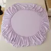 Sábana bajera de color liso engrosada, se vende individualmente, suave y amigable con la piel, diseño simple y versátil, adecuada para todas las estaciones y proporciona una cubierta protectora antideslizante