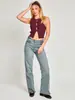 Lo más vendido en Ebay 2025 Primavera/Verano Nueva Llegada Top sin Mangas de Color Sólido con Cuello Redondo Ajustado Hueco Decorado con Lazo