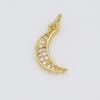 Colgante pequeño de luna con diamantes incrustados en oro de 18 quilates, colgante pequeño que conserva el color, accesorios de joyería para bricolaje, pulsera, collar, pendientes, accesorios