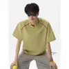 Camiseta de Manga Curta Estilo Montanha para Uso Externo, para Homens e Mulheres, com Costura Visível e Mangas Raglã, Caimento Solto, Estampa de Letras Color-Blocking, Top de Secagem Rápida