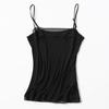 Colete de seda tricotado para primavera e verão, base feminina de seda de amoreira, cor sólida, renda sexy, alça fina, peça externa fina