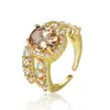 Aliexpress Novo Estilo Anel Aberto Oval com Zircônia Cravejada de Diamante Anel Elegante Versátil de Alta Qualidade Atacado de Comércio Exterior