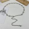 Cinturón fino con cadena para la cintura, para mujer, con incrustaciones decorativas, estilo coreano, elegante, con diamantes de imitación