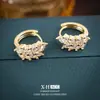 Pendientes de aro elegantes de trigo de circón dorado estilo francés para mujer, pendientes de diseño vintage de nicho, accesorios para orejas de alta gama exquisitos y a la moda