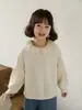 Wuli Bu camisa de niña con cuello de hoja de loto estilo nuevo de otoño para niña algodón puro cómoda transpirable suave holgada top moderno