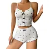 Caliente Nuevo Moda Transfronteriza Europea y Americana Estampado de Pestañas en Forma de Corazón Conjunto de Pijama Sexy para Mujer