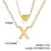 Collar de acero inoxidable de doble capa con cadena de corazón dorado, estilo sencillo y moderno, para mujer.