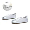 Zapatos planos blancos de piel genuina para mujer, nueva moda otoño 2026, zapatos de nicho con correa cruzada elástica de suela plana, estilo ballet