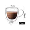 Taza de Vidrio Doble Capa sin Asa Forma de Huevo Resistente al Calor para Jugo, Leche, Café, Taza de Té Aislada Transparente Forma de Huevo