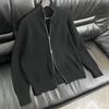 Suéter de color sólido de otoño e invierno, estilo Margiela, chaqueta tipo cárdigan con cremallera, suéter holgado y moderno de peso pesado para hombre.