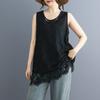 Toma Real de Nuevo Estilo Casual de Verano Japonés y Coreano 2025 Chaleco Sencillo de Encaje de Longitud Media para Mujer Estación Europea Tops de Talla Grande para Mujer